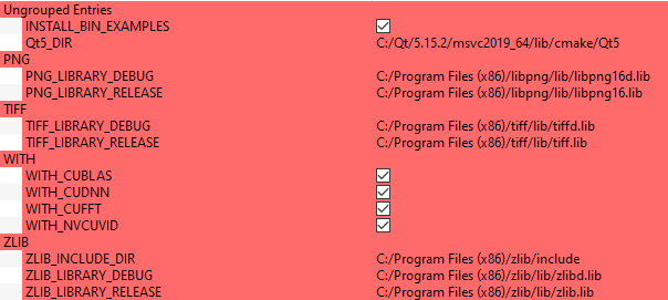 Opciones CMake OpenCV